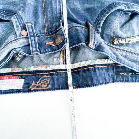 Ed Hardy Skuller Jeans Punk's Not Dead Distressed Destroyed Men's 32 - Picture 9 of 16